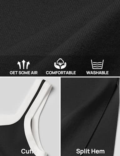 ZESICA Women's 2025 Summer Bodycon Midi Dress Casual Sleeveless Square Neck Side Slit Knit Vacation Long Dresses,Black,Small - Image 6