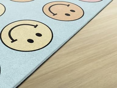 Flagship Carpets Schoolgirl Style Pastel Rainbow Smileys Criss-Cross Applesauce Educational Area Rug for Kids Room, Children's Classroom for Teaching and Playroom, 7'6" x 12', Multi, Seats 28 - Image 3