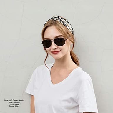 J+S Premium Military Style Classic Aviator Sunglasses, Polarized, 100% UV protection for Men Women (Large Frame - Black Frame/Black Lens) - Image 9