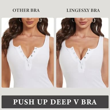 Lingesxy Women's Push Up Padded Bra Seamless T-Shirt Underwire Plunge Bra Add One Cup 44A Beige - Image 2