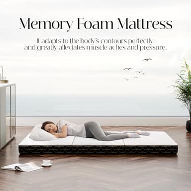 GEMBED Tri-Fold Memory Foam Mattress Twin - 4 Inch Portable Folding Mattress with Handle & Washable Cover, Floor Bed with Non-Slip Base, Space-Saving for Room, Travel, Guest Bed, Yoga, RV, 75"x38"x4" - Image 4