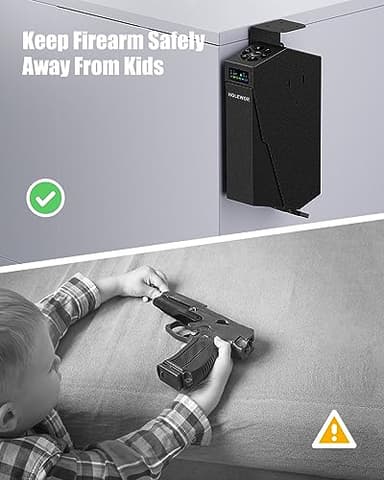 HOLEWOR Gun Safe, Biometric Pistol Safe Fingerprint Quick Access Drop Down Handgun Safe Single Mount Pistol Case for Desk Bedside Nightstand - Image 7