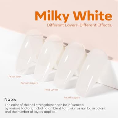 modelones Nail Strengthener, Milky White Nail Polish Natural Nail Concealer Foundation Air Dry Nail Growth Polish for Damaged Nails Imperfection Masking Gifts for Women 15ml - Image 5