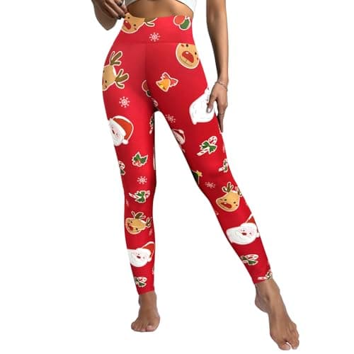 Christmas Leggings for Women - No See Through Tummy Control Cycling Workout Yoga Pants - Image 1