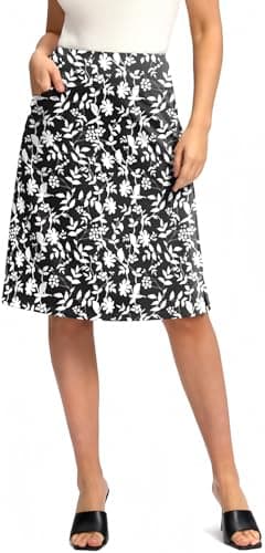 Viodia 25" Knee Length Skorts Skirts for Women with Zipper Pockets Stretchy Modest Aline Midi Skort for Casual Summer Travel - Image 1