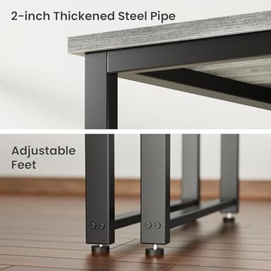 Huuger 55 x 24 inch Desk with Power Outlets & USB-C, Deeper & Thicker Desktop, Robust Metal Tubes, Computer Desk, Heavy Duty Office Desk, Work Gaming Desk for Home Office, Grey - Image 7