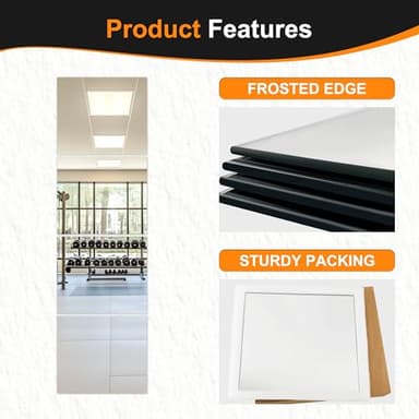 Delma Glass Full Length Wall Mirror Tiles, 14'' x 12'' 4PCS, Frameless Body Tiles for Bedroom, Mounted Home Gym, Door - Image 6