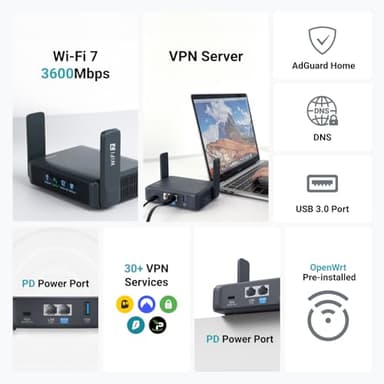 GL.iNet GL-BE3600 (Slate 7) Portable Travel Router, Pocket Dual-Band Wi-Fi 7, 2.5G Router, Portable VPN Routers WiFi for Travel, Public Computer Routers, Business Trip, Moblie/RV/Cruise/Plane - Image 3