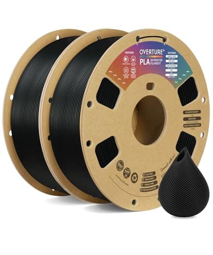 OVERTURE PLA Filament 1.75mm PLA 3D Printer Filament, 2kg Cardboard Spool (4.4lbs), Dimensional Accuracy +/- 0.02mm, Fit Most FDM Printer (Black 2-Pack) - Image 1