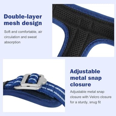Tacwild No Pull Dog Harness - Adjustable Reflective Dog Vest with Metal Snap, Soft Breathable Mesh No Choke Puppy Harness, Easy to Put on & Take Off (Blue-XL) - Image 4