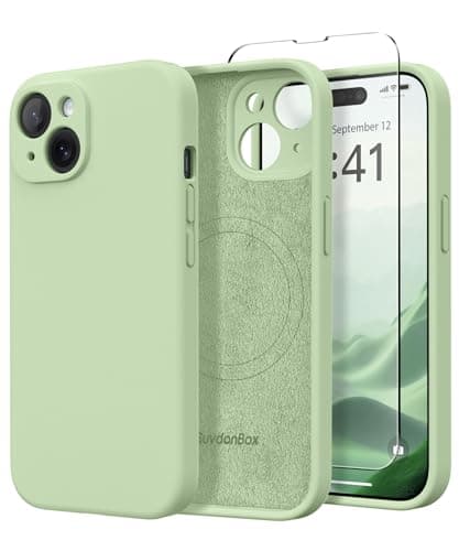 SuydanBox Magnetic for iPhone 15 Case, Compatible with MagSafe, [Screen Protector + Full Camera Protection], Silicone Shockproof Anti-Scratch Protective Phone Case for iPhone 15 6.1", Matcha - Image 1