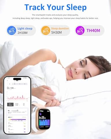 Smart Watch for Men Women, Bluetooth Calling, 1.83" HD Touch Screen Fitness Tracker, 100+ Sports Modes, DIY Dial, Sleep Steps Monitor, IP68 Waterproof, Compatible with Android & iOS - Image 5