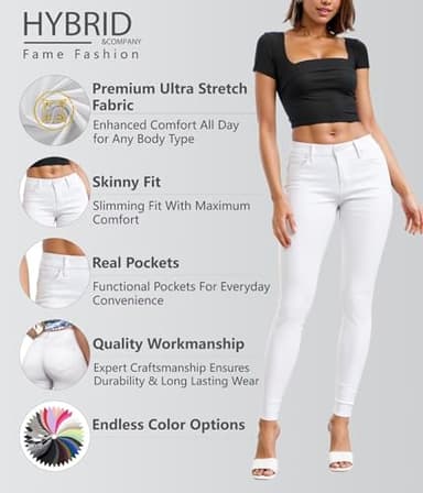 Hybrid & Company Womens Hyper Ultra Stretch Comfy Skinny Leg Work Casual Pants P44876SK White XL Short - Image 2
