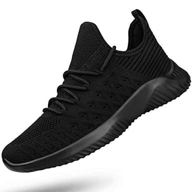 Feethit Womens Slip On Walking Shoes Non Slip Running Shoes Breathable Workout Shoes Lightweight Gym Sneakers All Black Size 7.5 - Image 1