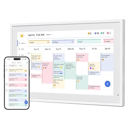 Dragon Touch 21.5 inch Digital Calendar Chore Chart – Interactive Touchscreen, Smart Family Planner, Hearth Display Desk Digital Calendar Seamless Scheduling - Image 1