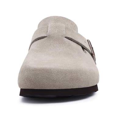 Asgard Women's Suede Clogs Leather Mules Arch Support Potato Shoes with Comfort Cork Footbed Grey 39 (Size 7.5-8) - Image 4