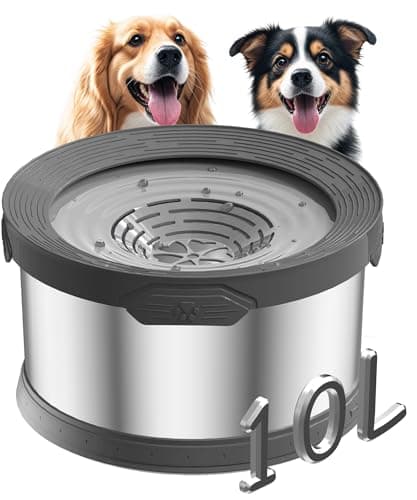 10L Dog Water Bowl No Spill 2.6 Gallon Super Large Capacity Stainless Steel No Splash Dog Bowls 338oz Slow Drinking Feeder with Non-Slip Base Pet Water Dispenser for Dogs - Image 1