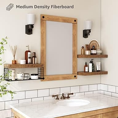 QEEIG Bathroom Shelves Over Toilet - Wall Mounted Floating Shelves Toilet Paper Storage Small Farmhouse Decor Shelf 16 inch Set of 3, Rustic Brown (019-BN3 - Image 7