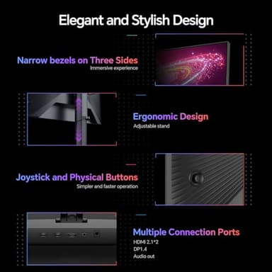 KOORUI Gaming Monitor, 27" Fast IPS Computer Monitor, 320Hz QHD HDR400 Display, PIP/PBP Mode 1ms PC Screen, 98% DCI-P3 Color Gamut, Adaptive Sync, VESA Mountable, HDMI 2.0, DP 1.4, G2721E - Image 9