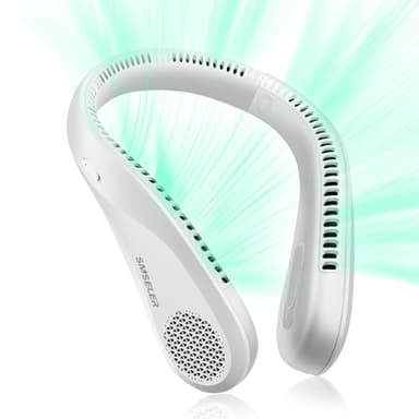SMSELER Portable Bladeless Neck Cooling Fan: 6000mAh Rechargeable, 3-Speed Wearable Personal Air Conditioner, Hands-Free Quiet Cooling,Birthday Gifts for Men Women Dad Mom (White) - Image 8