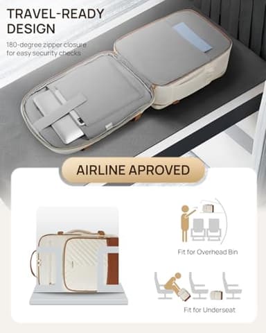 Telena Travel Backpack for Women, 15.6 inch Laptop Backpack TSA Carry on Backpack Personal Item Size Flight Approved Travel Bag Daypack with Multi-Pockets for Work, Travel, Business, Beige-Brown - Image 3