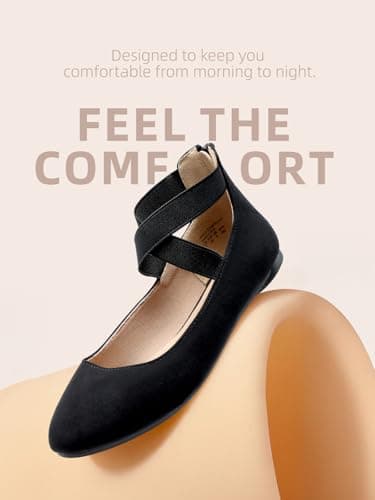DREAM PAIRS Women's Sole_Stretchy Black Fashion Elastic Ankle Straps Flats Shoes Size 8 M US - Image 3