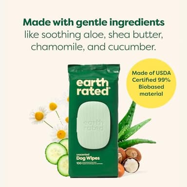 Earth Rated Pet Wipes for Dogs and Cats, Hypoallergenic, Cleaning and Hydrating, for Grooming Paws, Body and Butt, Unscented, 100 Count - Image 5