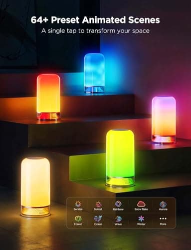 Govee RGBIC Smart Table Lamp 2, Touch Bedside Small Table Lamp Work with Matter, Alexa, LED Desk Lamp with 64 Scene Modes, Color Changing Lamp for Bedroom Living Room Dimmable Night Light(Corded) - Image 3