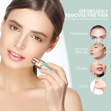 VG VOGCREST Eyebrow Facial Trimmer: 2 in1 Rechargeable Facial Hair Removal and Eyebrow Shaver - Face Lips Body Painless Facial Razor with Built-in LED Light (Pastel Green) - Image 3