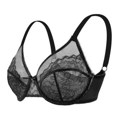 HSIA Minimizer Bras for Women Enchante Full Coverage Underwire Bras Plus Size Lifting Floral Lace Bra for Heavy Breast Black - Image 4