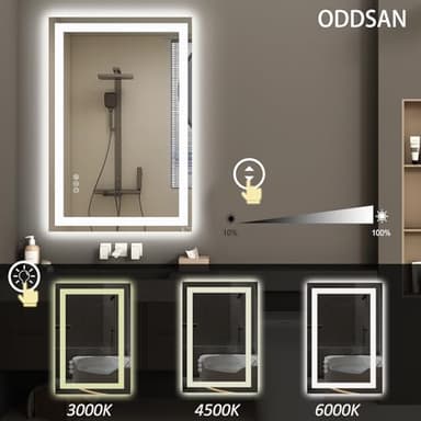 ODDSAN 66x36 LED Lighted Mirror for Bathroom Wall Mounted, Dimmable Vanity Mirror with Lights, Anti-Fog, ETL Listed (Backlit and Front Lighted) - Image 3