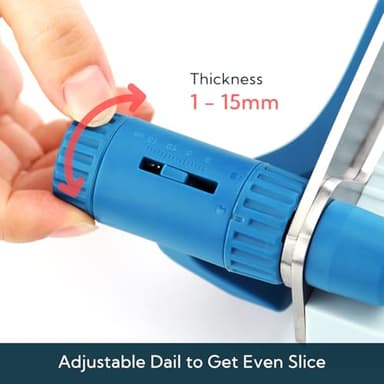 KITCHENDAO Multipurpose Cheese Slicer Cutter with Board for Arthritic and Weak Hands, Adjustable Thickness Dial for Block Cheese, Effortless Slicing, Guillotine Sausage Ham Biltong Jerky Slicer - Image 5