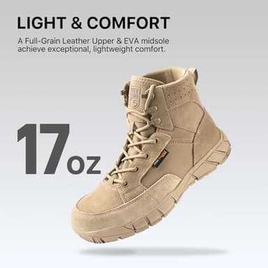 FREE SOLDIER Men's Waterproof Hiking Tactical Work Boots 6 Inches Lightweight Military Breathable Desert Boots(Tan US 8.5) - Image 2