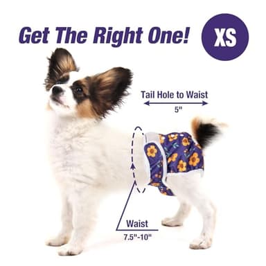Pet Soft Washable Female Diapers (3 Pack) Female Dog Diapers, Comfort Reusable Doggy Diapers for Girl Dog in Period Heat (Cute Flower, XS) - Image 4