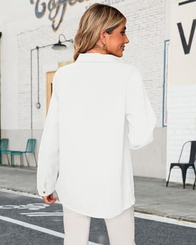 Luvamia Ladies Jean Jacket - White Denim Shirt, Trendy Fall Casual Top, Oversized Women's Jacket for Summer, Size X-Large (16-18) - Image 4