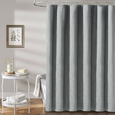 BTTN Grey Fabric Shower Curtain, 230GSM Linen Textured Heavy Duty Cloth Shower Curtain Set with Hooks, Waterproof Neutral Weighted Hotel Luxury Decorative Shower Curtains for Bathroom(Gray, W72xH72) - Image 6
