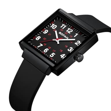 BOFAN Waterproof Nurse Watch for Medical Professionals,Students,Doctors with Easy to Read Square Black Dials,Second Hand and 24 Hours(Black-Black). - Image 2