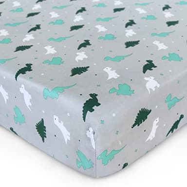 Crib Sheets for Boys or Girls 4 Pack, Baby Crib Sheets 52'' x 28'' for Standard Crib & Toddler Mattress, Soft and Breathable Material, Baby Crib Sheet Neutral, Grey Dinosaurs & Ocean - Image 4