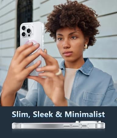 FNTCASE for iPhone 13 Pro Case: Magnetic Anti-Yellowing Slim Clear Phone Case | Military Grade Protective & Shockproof Drop Protection Thin Transparent Cover (F-Pink) - Image 6