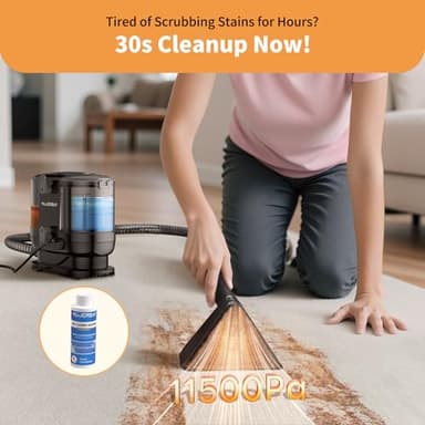 MUJERBAY Miniboo Carpet Cleaner, Compact & Powerful Upholstery Cleaner Machine,Portable Spot with 360°Wheels, 1.3-inch Deep Stain Small Rug Cleaner for Car, Stairs, Couches - Image 3