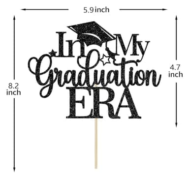 In My Graduation Era Cake Topper, Congrats Grad Class of 2025 Cake Topper, You Did It, We are So Proud of You, Funny Graduation Party Decorations, Black Glitter - Image 2