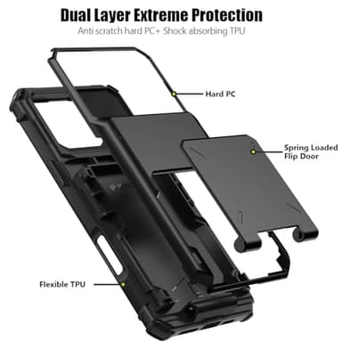 Nvollnoe Compatible with iPhone 16 Plus Case with Card Holder[Store 5 Cards] Dual Layer Heavy Duty Shockproof Wallet Case with Hidden Card Slot Large Storage Cover for Men&Women 6.7 inch(Black) - Image 3