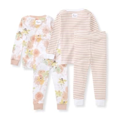 Burt's Bees Baby Baby Girl's Pajamas, Tee and Pant 2-Piece Pj Set, 100% Organic Cotton, Fairy Floral 2-pk - Image 2