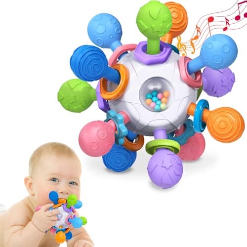 Baby Teething Toys for 0-6 6-12 Months Ages 0-2, Tummy Time Montessori Toys for Babies 0 3 6 9 12 18 Months, Newborn Infant Sensory Toys, Baby Shower Gifts for Boys Girls - Image 1