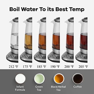 Mecity Electric Tea Kettle with Removable Infuser, 9 Preset Brewing Programs, Temperature Control, 2 Hours Keep Warm, Borosilicate Glass, 1.7 Liter, 1200W - Image 4