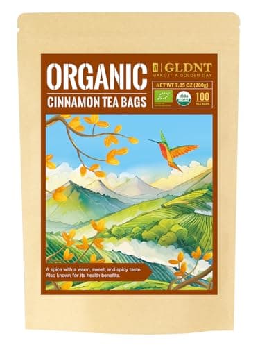 GLDNT Organic Cinnamon Tea Bags, Cinnamon Herbal Tea, Sweet & Slightly Spicy Flavor, Caffeine Free, 100 Count - Image 1