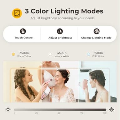 Otterease White Makeup Vanity, 11 Drawers Vanity Mirror with Lights, Makeup Vanity Desk with 3 Lighting Modes Adjustable Brightness, Vanity with Glass Top for Bedroom - Image 3