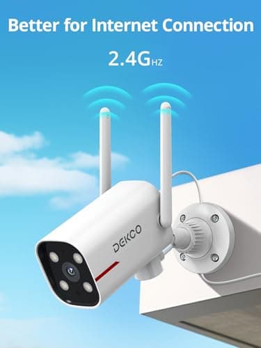 DEKCO 2 Pack Outdoor Security Camera with 2K Color Night Vision, Pan Rotating 180° Wired WiFi Camera Support 24/7 Recording, 2.4GHz WiFi, AI Human Auto Tracking, Work with Alexa/Google Assistant - Image 8