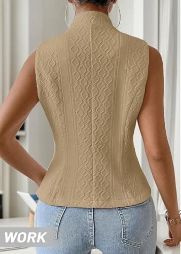 Mina self Sleeveless Vest Blazers For Women 2025 Summer Brown Womens Vest Top Lightweight Petite Fitted Cute Casual Fashion Dressy Trendy Light Weight Deconstructed Blazer Suit Vests Set Tops - Image 5