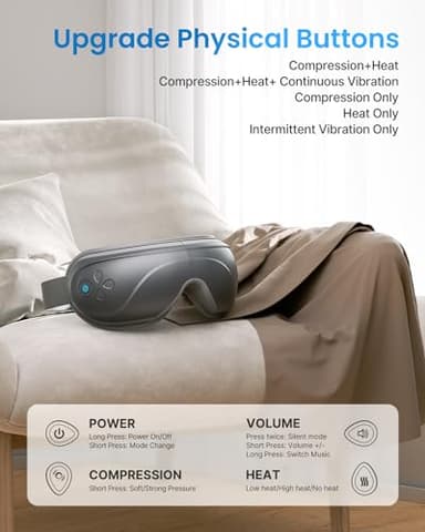 RENPHO Eyeris 2 Eye Massager with Heat, Birthday Christmas Gifts for Grandkids Mom Dad Women Men Face Massager, Heated Eye Mask for Improve Sleep - Image 6